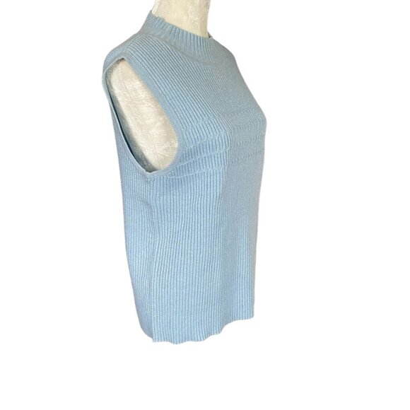 Moonlight Bay women's large light blue stretchy sleeveless sparkle tank sweater - Picture 2 of 9